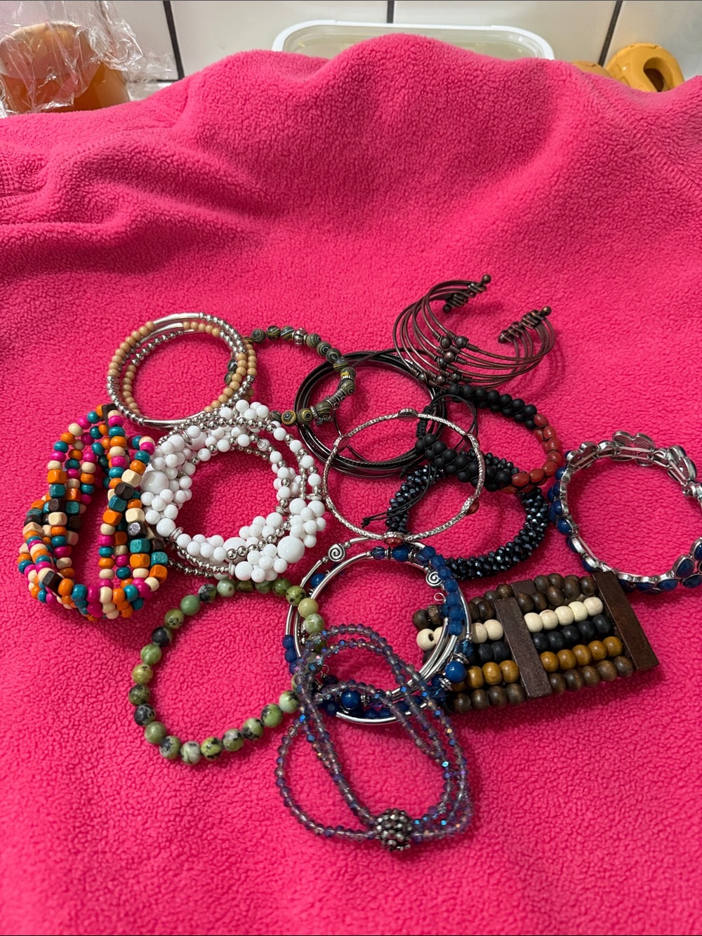 paparazzi Multicolor Beaded and Metal Bracelet Mix with Pink Accents